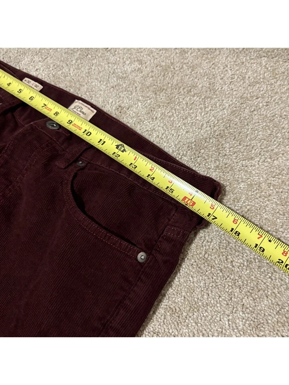 J Crew Mens 484 Slim Straight Corduroy Pants Burgundy Maroon Preppy, Sz 32x32